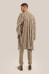 Long cotton blend jacquard patterned jacket